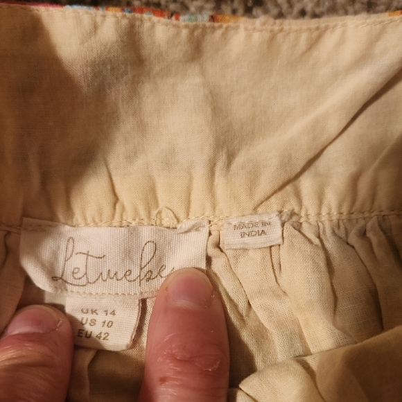 Let Me Be by Anthropologie Abstract Ruffled Tank Top Blouse Sz 10 - Picture 4 of 9